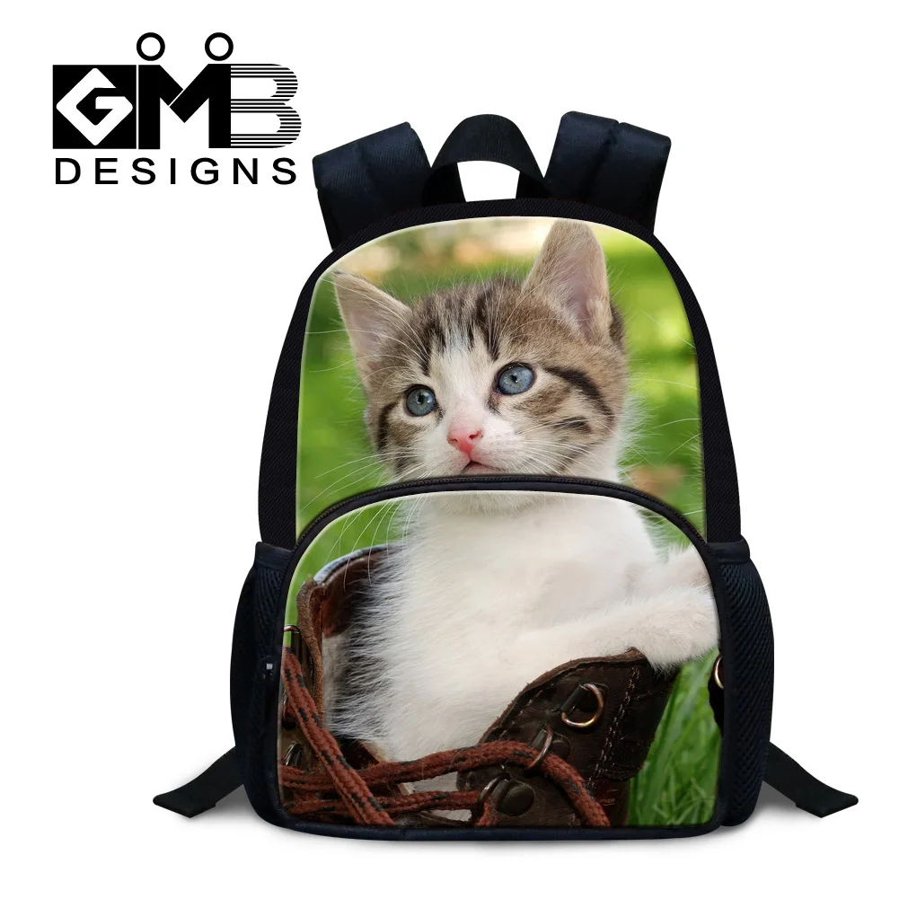 

Dispalang cat design girls small school bags 12 inch mini felt backpack for priamary students 3D printed animal children mochila