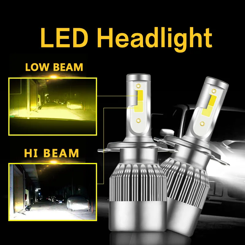 Суперъяркая лампа AILEO для автомобильных фар H1 led H3 H4 H7 Led 3000k 6000K двухцветная фара H8