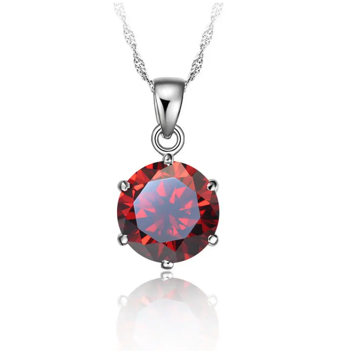 

Factory Price 925 Sterling Silver Necklace Women 2019 Holiday Gift Wedding Jewelry 6 Claw Cubic Zircon Crystal Pendant Necklaces