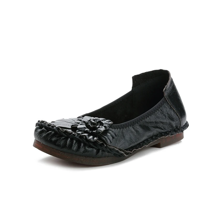 

2019 Summer Soft Bottom Women's Shoes Leather Women's Flat Shoes Middle-aged Mother Shoes Soft Bottom Pregnant Women Shoes 35-42