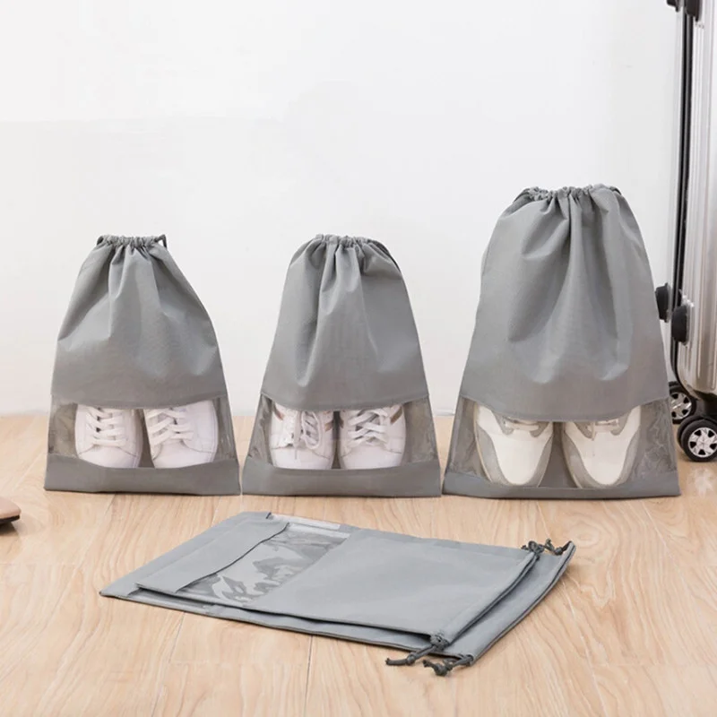 

Shoe storage bag non-woven translucent drawstring harness pocket shoe bag dustproof supplies