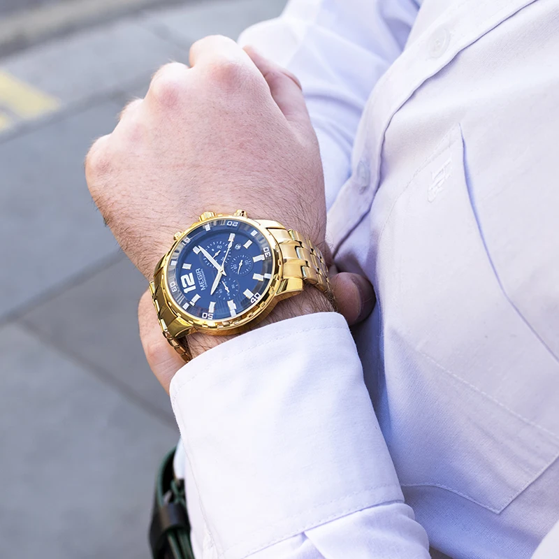  MEGIR Chronograph Quartz Men Watch Top Brand Luxury Army Military Wrist Watches Clock Men Relogio M