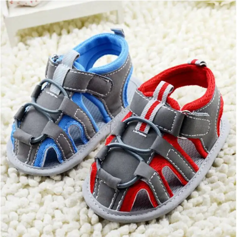 Contrasting colors Blue Red Baby Boy Summer Shoes Baby Boy First Walkers Soft Bottom Sapatinhos