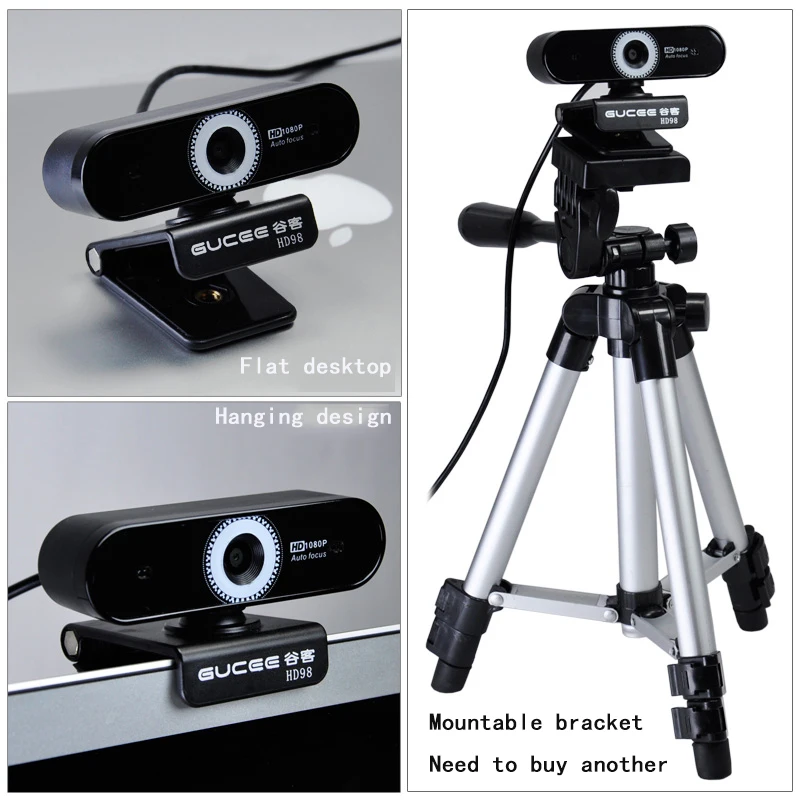 GUCEE 1080P HD веб камера Встроенный микрофон USB свободный привод Plug And Play Автофокус для