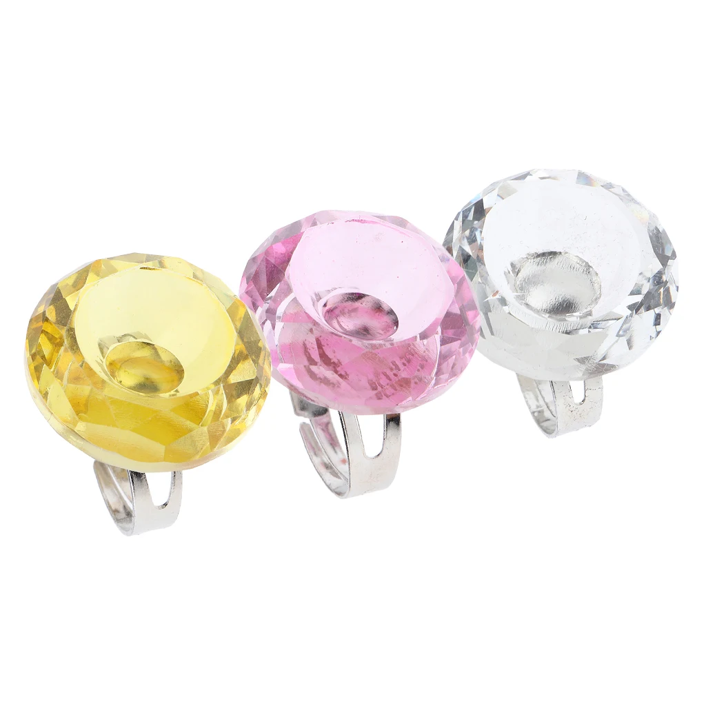 2-in-1 Crystal Ring Pigment Cups Adhesive Holders Lashes Extensions Beauty Tools, Pack of 3pcs