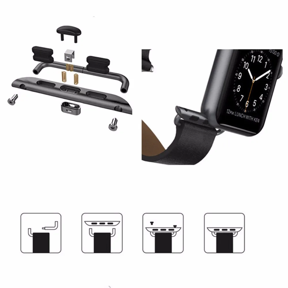 CRESTED Adapter For Apple Watch band apple watch 4 3 iwatch strap 42mm/38mm 44mm/40mm Stainless Steel clasp adaptor connector CRESTED Adapter For Apple Watch band apple watch 4 3 iwatch strap 42mm/38mm 44mm/40mm Stainless Steel clasp adaptor connector