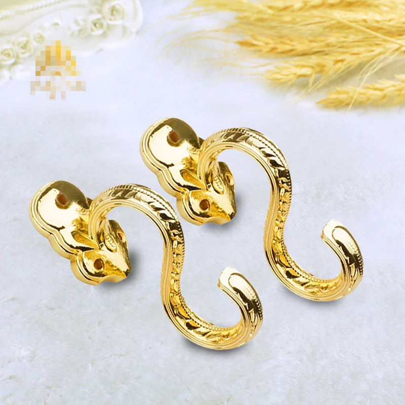 1 pair holdbacks luxury Chinese lucky curtain hook Metal creative hook wall curtain hooks gold