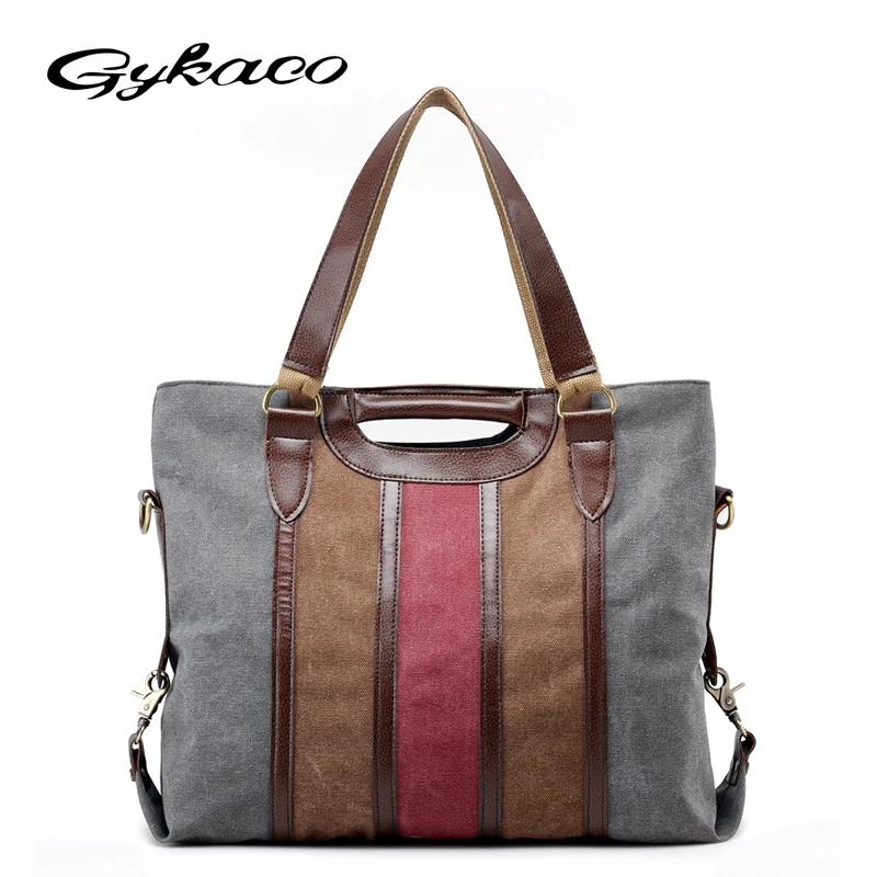 

Gykaeo Women Rainbow Stripe Canvas Handbag Fashion Stitching Patchwork Messenger Bag 2017 New Winter Female Casual Shoulder Bags
