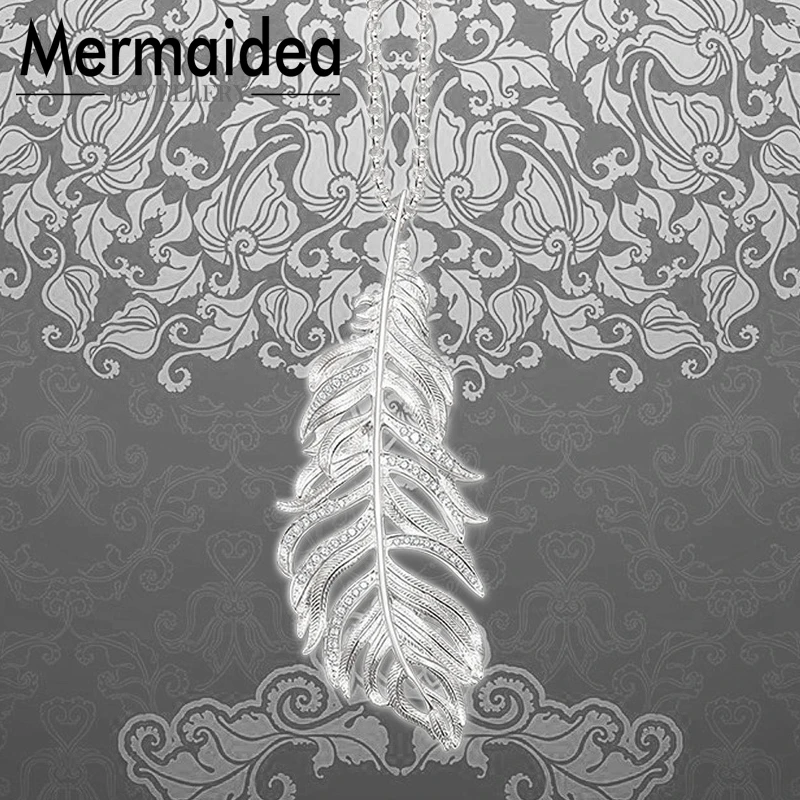 

Link Chain Necklace White Feather Fashion 925 Sterling Silver Jewelry Trendy Collares Gift Women Girls 2019 New
