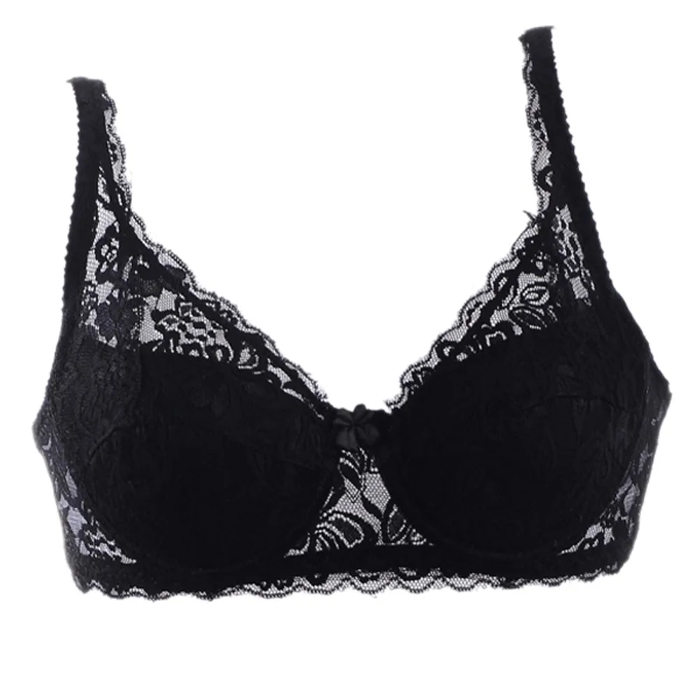 Women Bra Corset Sexy Underwire 3/4 Cup Padded Lace Sheer
