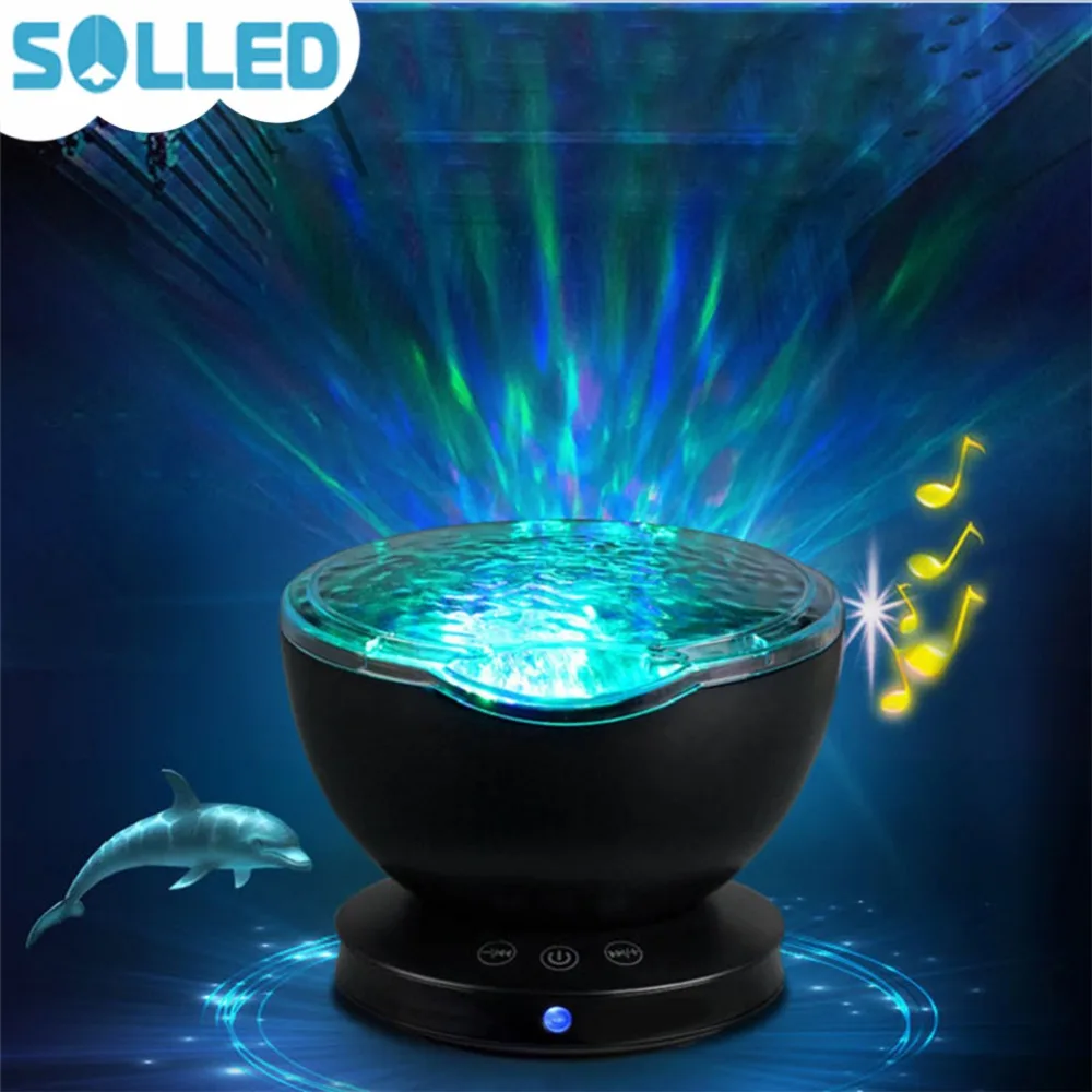 

SOLLED Night Light Star Sky Ocean Wave Music Player Projector Baby Kids Sleep Romantic Led Starry Star Master USB Aurora Lamp