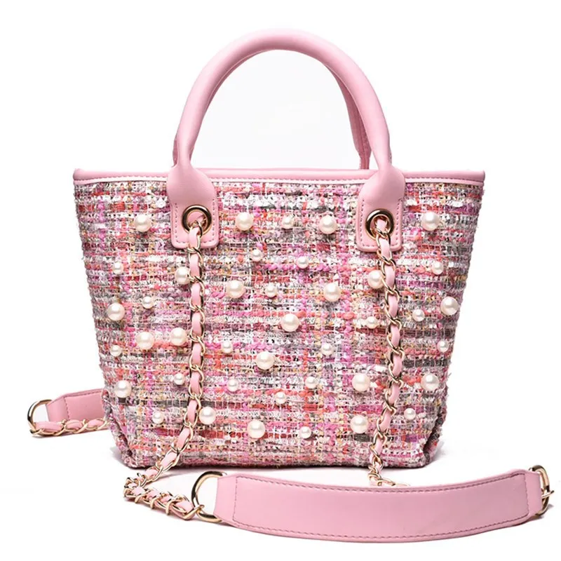 

Pearl decoration fashion handbag Messenger bag Women's chain bags women multi-function shoulder diagonal trend khaki black pink