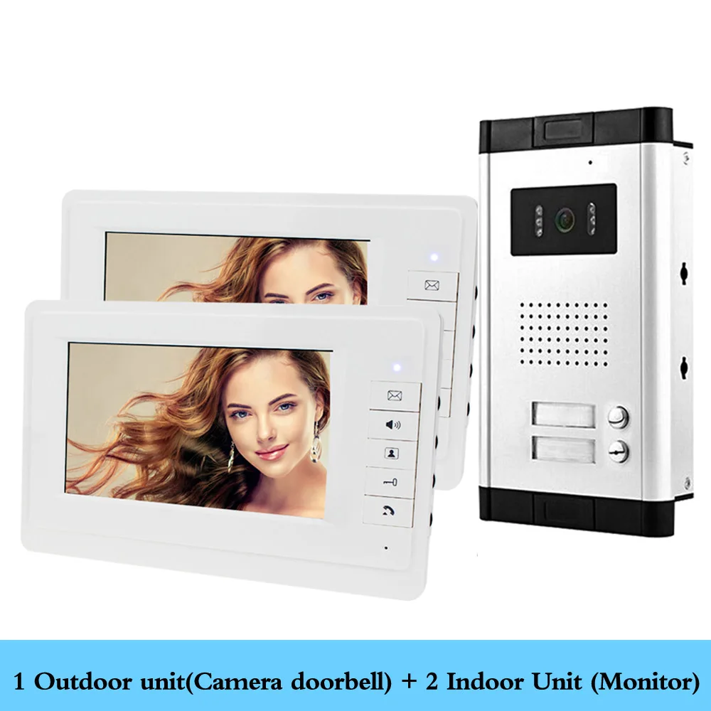 aiphone video intercom 2/3/4 Apartments Wired Video Intercom System Video Door Bell for Home 7 Inch Color Video Door Phone Kit IR Night Vision Camera intercom audio Door Intercom Systems