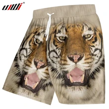 UJWI для мужчин Свирепый тигр узор летние пляжные шорты 3D печатных желтый животных Пара Одежда Спортивные негабаритных 6XL
