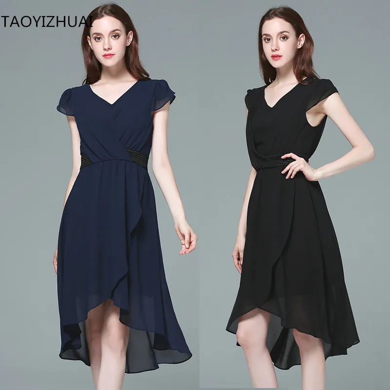 TAOYIZHUAI 2019 летнее повседневное стильное 2 цвета с v-образным вырезом Черное