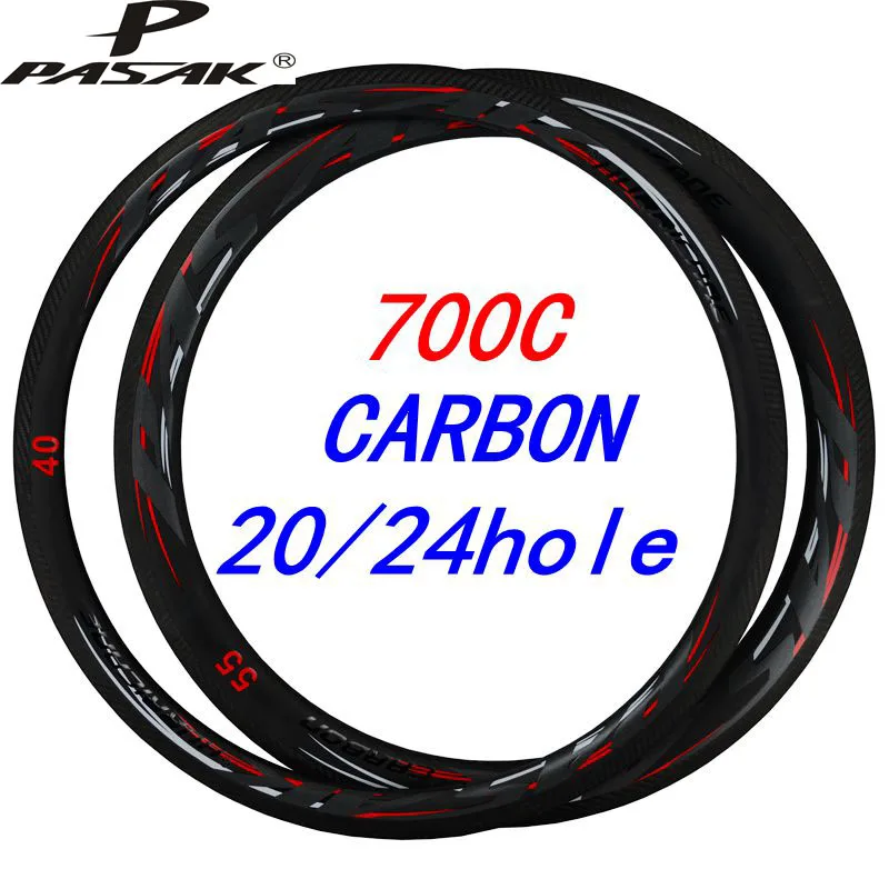 

Road Bike Rim 700C*23C/25C/28C Tyre Clincher Bicycle Circles Depth 40mm 55mm Carbon Rim UD/3K C/V Brake Twill Edge 20/24 Hole FV