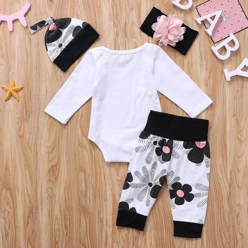 Комбинезон для новорожденных с длинным рукавом и надписью 4 шт.|baby girl|romper hatkids baby