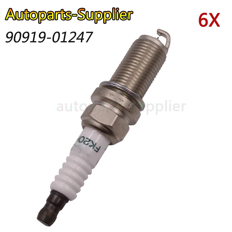 

6 pcs/lot 90919-01247 9091901247 New Spark Plugs For Toyota RAV4 crown REIZ Prado Venza Lexus V6 3.5L FK20HR11 car accessories