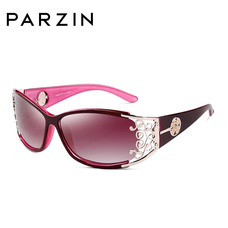 PARZIN Luxury Sunglasses Women Brand Designer Vintage Polarized Ladies Sun Glasses For Women Lace FemaleGlasses For Driving P218 - Цвет линз: Purple Silver