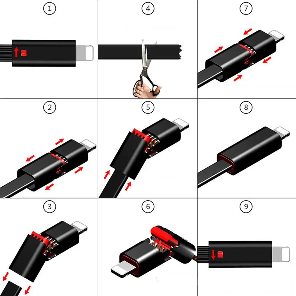 1.5A 5 В USB кабель для iphone Lightning кабелей cut быстро восстановить Восстанавливающий