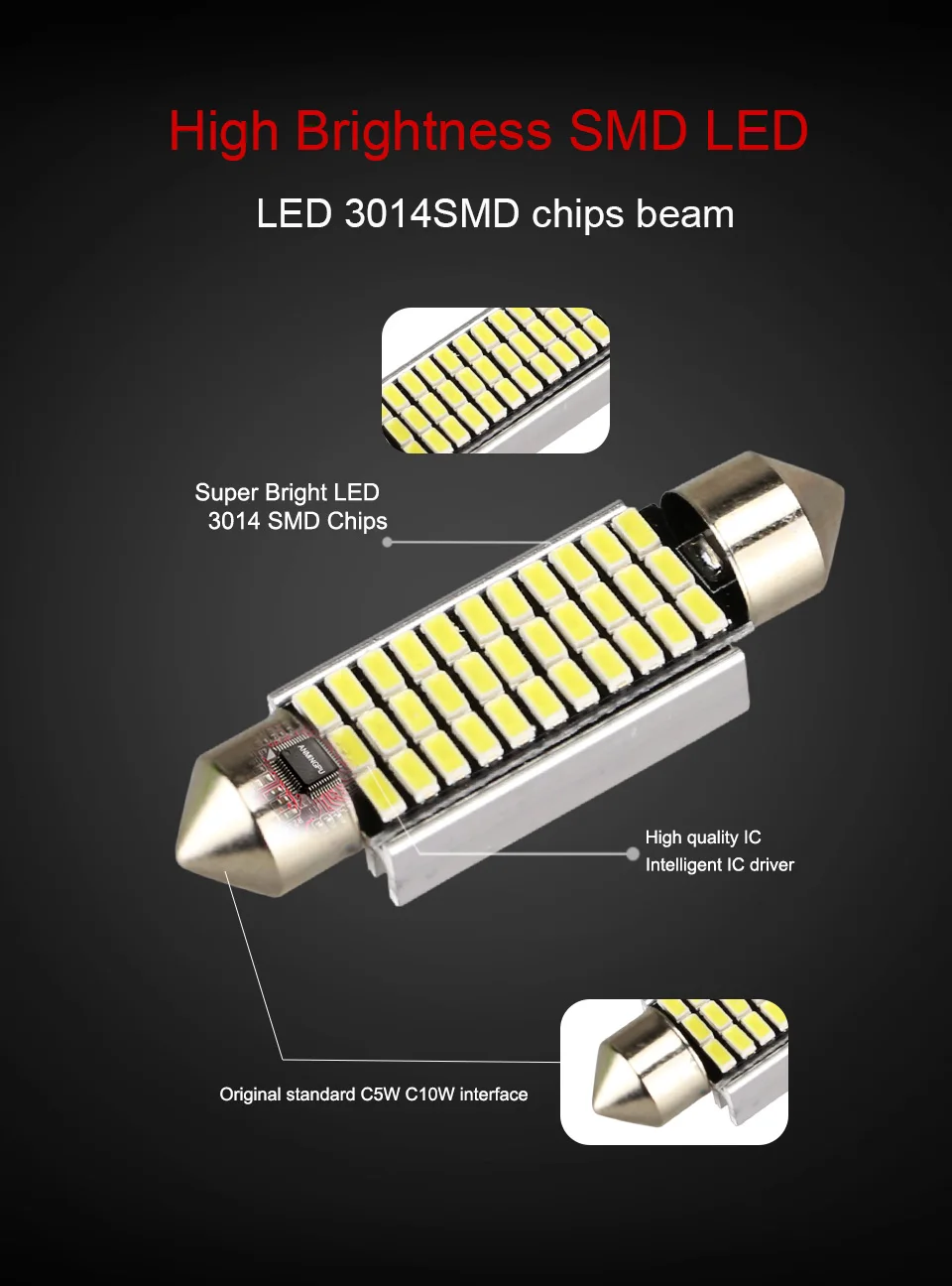 ANMINGPU 2x сигнальная лампа C5W Led featoon 31 мм 36 мм 39 мм 42 мм C10W C5W Led Canbus Авто Интерьер чтение купол фонарь для легкового автомобиля 12 V