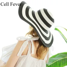 Летняя соломенная шляпа козырек складные широкие с полями, солнце шляпа полоса пляжные шляпы для женщин складные Chapeu Feminino