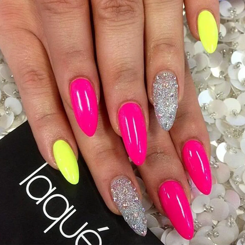1 pc Fluorescente Effetto Glitter per unghie Pigmento Neon Smalto di Chiodo Della Polvere Della Polvere del Gel UV Del Chiodo Capovolge La Decorazione
