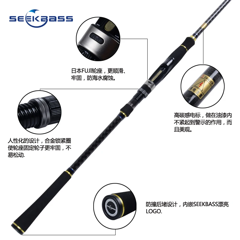 Карбоновая удочка для приманки SeekBass M спиннинговая ручка полные направляющие fuji
