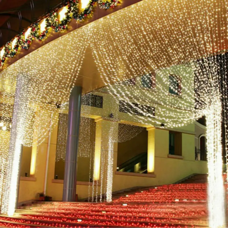 

Hot Sale Curtain String Lights Garden Lamps New Year Christmas Icicle LED Lights Xmas Wedding Party Decorations 1000LEDs 10M*3M