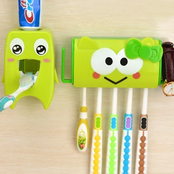 

Creative Cute Cartoon Toothbrush Holder Storage Orgainzer Box Toothpaste Dispenser Bathroom Accessories Suction Hooks
