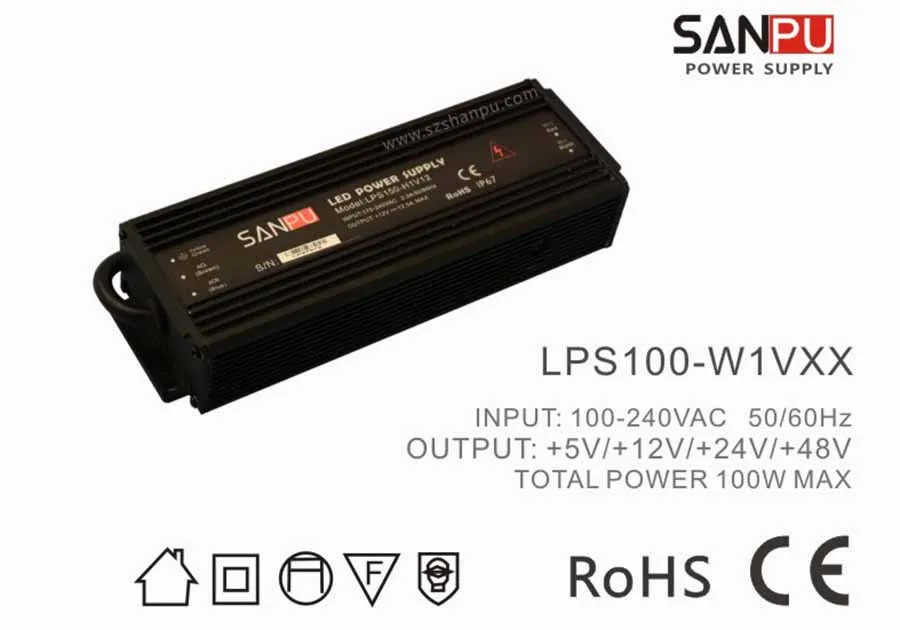 

SANPU SMPS LED Power Supply 100W 12V 8A AC DC 100-240V 12V Switching Transformer LED Driver 12V SMPS Outdoor Aluminum Waterproof