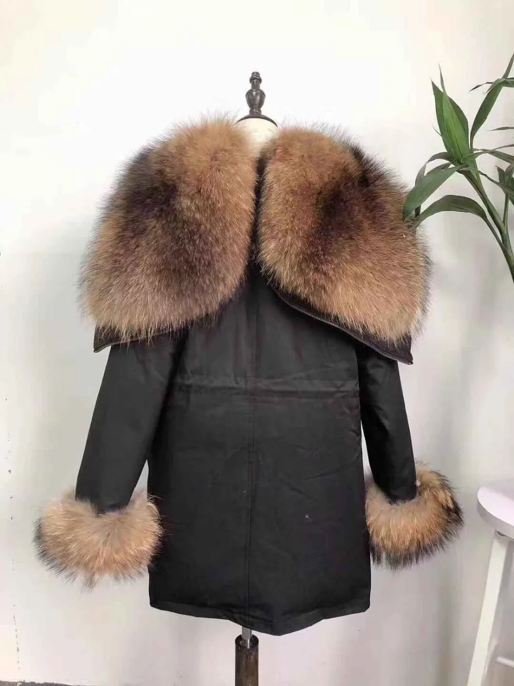 Fourrure Capuchon De Fox Bas Raccoon Raton Col Parka Survêtement Laveur Manteau Veste Vers À Collar Real real Fur Fur Réel Naturel Le Surdimensionné D'hiver 5wq7OT5