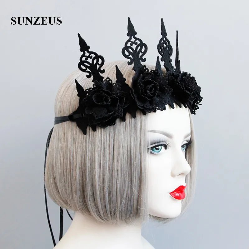 slide grip black flowers gothic Wedding bridesmaids Details about   Skull goth hair accessory 