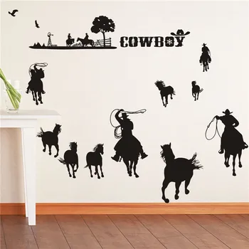 

Cowboys Kids Art Mural Window Wall Sticker Vinyl Art Removable Poster Mural Beauty Ornament Design Diy Stickers LX196