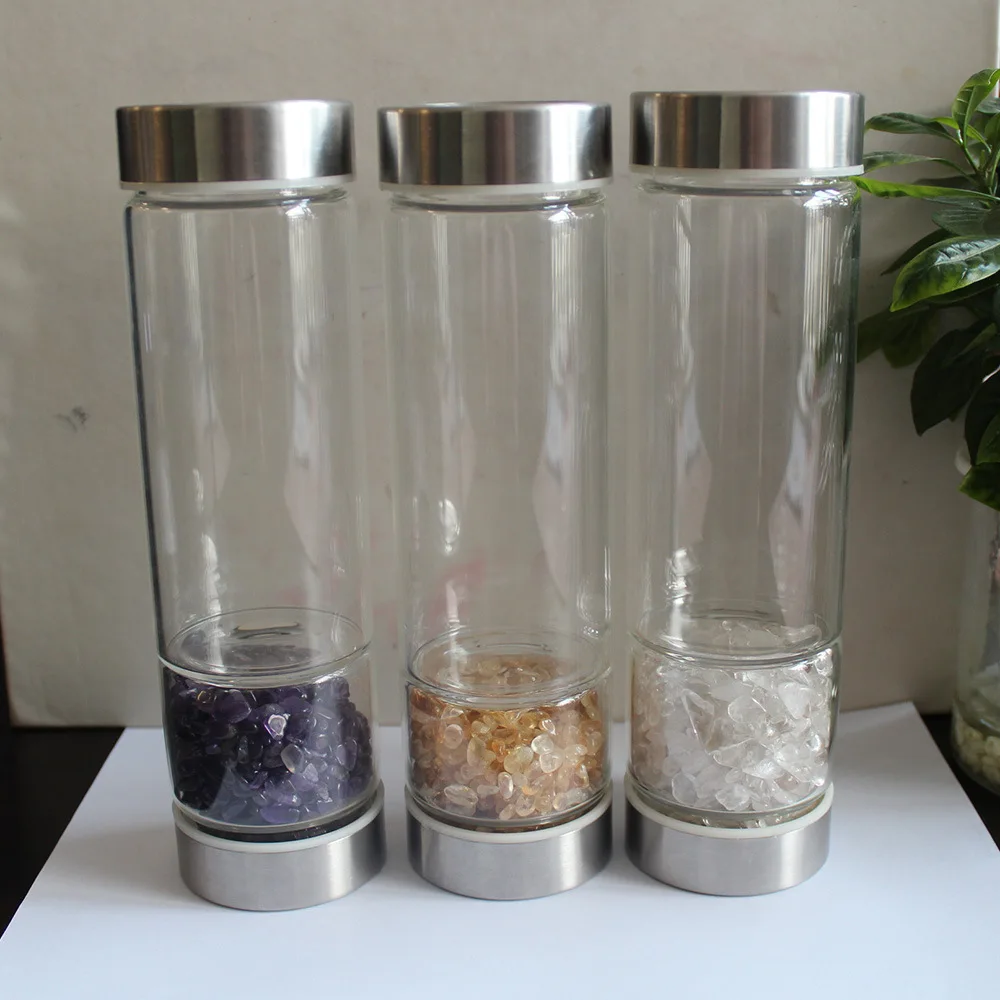 crystal water bottle Glass natural crystal crushed stone degaussing