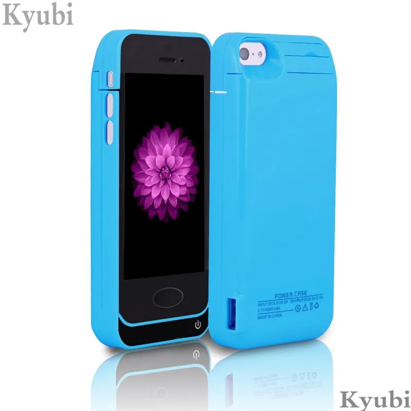 

4200mah high capacity battery charger case for iphone 5 5s se holder stand portable charging cover for iphone 5 5s se luxury