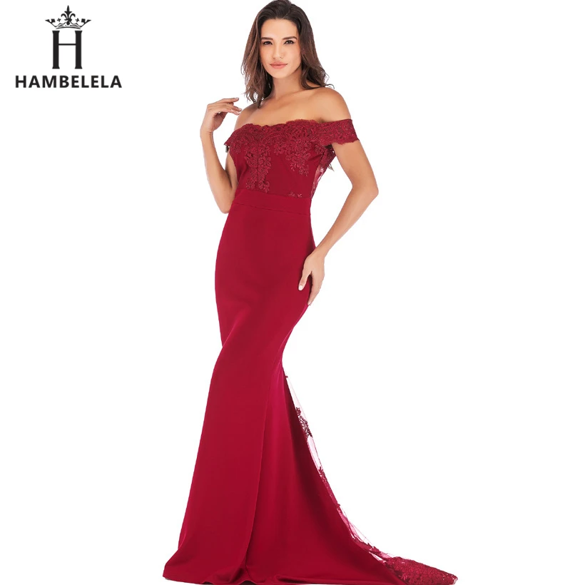 HAMBELELA Vestido De Festa Pink Black Red Mermaid Dress Lace Top Bodice Slim Long Formal Party Dress Charming Wedding Party Gown (8)
