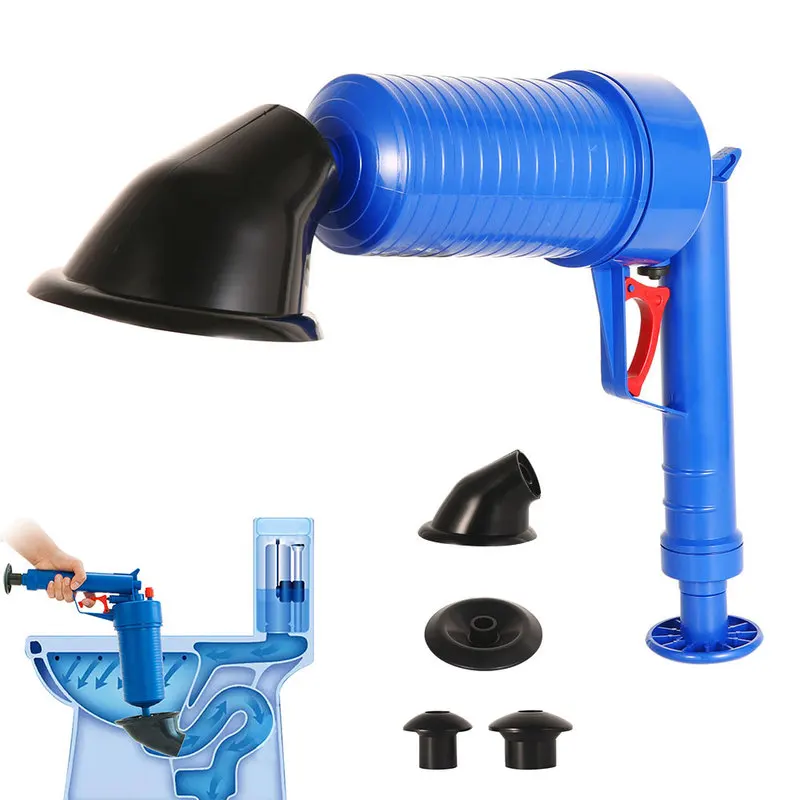 

Blue Air Power Drain Blaster Cleaner High Pressure Powerful Manual Sink Plunger Opener Cleaner Pump for Toilet Shower Bath Room