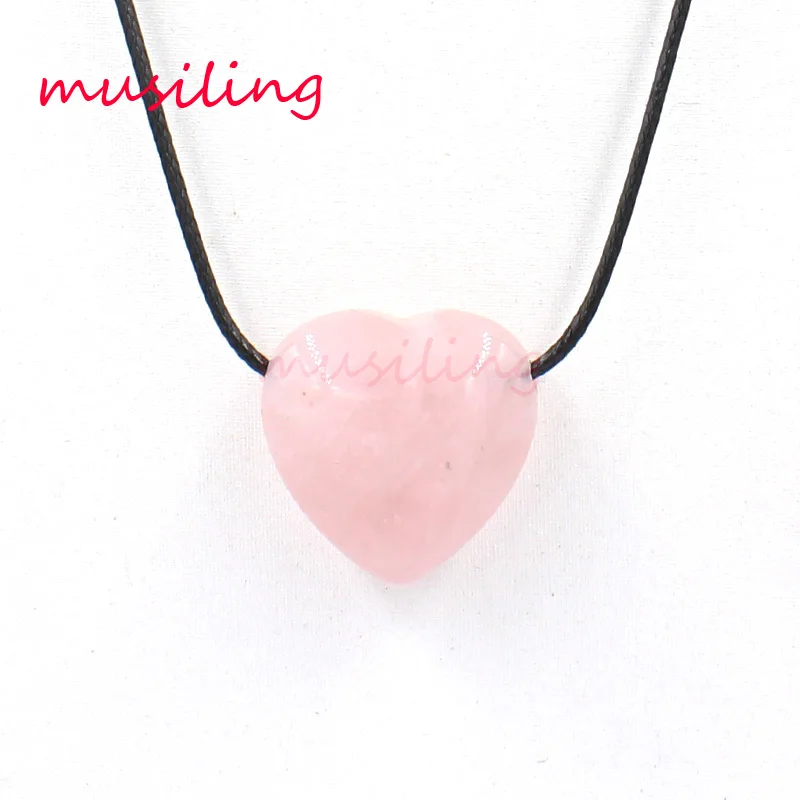 Heart Pendant Necklace Natural Stone Rose Crystal Reiki Pendulum Accessories Charms Jewelry For Women 10pcs musiling | Украшения и