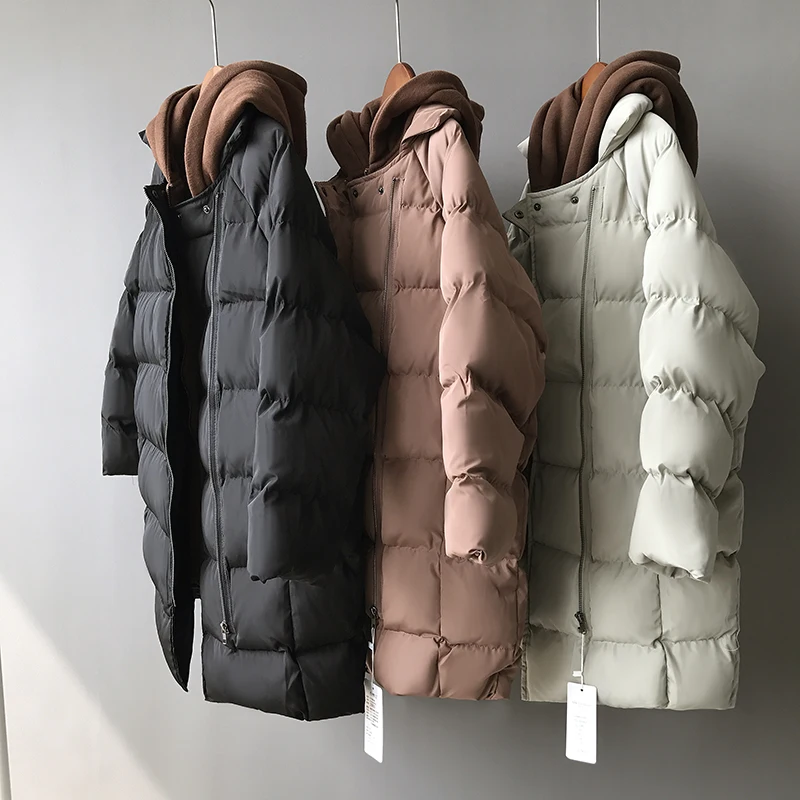 Clearance Sale Winter Woman Hooded Down Coats Long Wide Waisted
