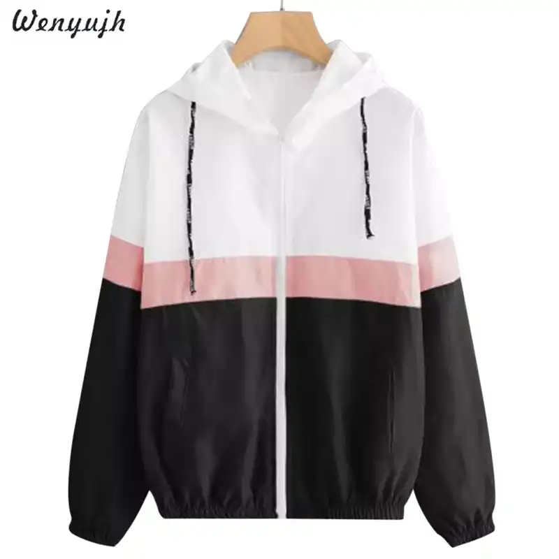 Calofe com capuz moletom blusão jaqueta com zíper bolsos 2020 outono moda casual manga longa jaqueta feminina casacos outwear|Jaquetas básicas| - AliExpress