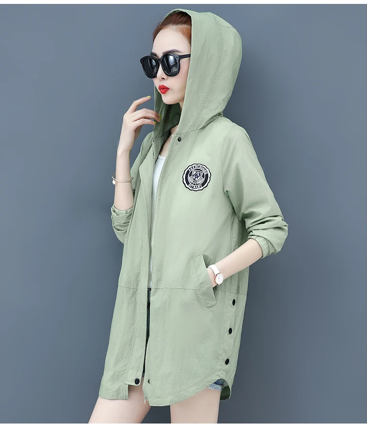 

P Ammy Fashion Hooded Plus Size Sun protection Clothing Long Sleeve Section Shirt Beach ultra-thin anti-UV Coat Jacket