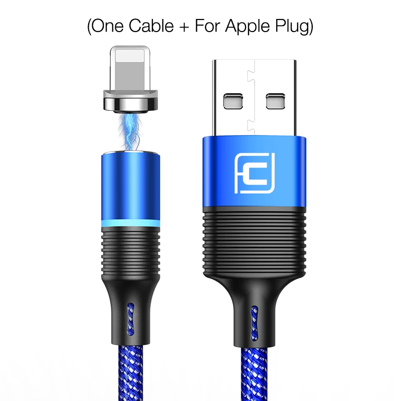 CAFELE QC3.0 светодиодный магнитный USB кабель для iPhone usb type C Micro кабель для samsung huawei Xiaomi Oneplus 3A кабели для быстрой зарядки - Цвет: Blue for IOS