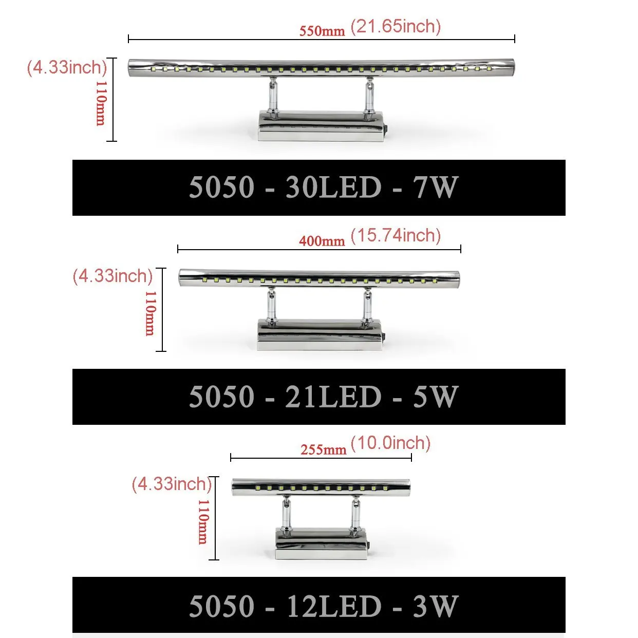 أدى أضواء الغرور ، أدى مرآة الحمام ضوء ac220v/110 فولت الغرور مصابيح led ومصابيح الحائط مع التبديل مجلس ضوء داخلي