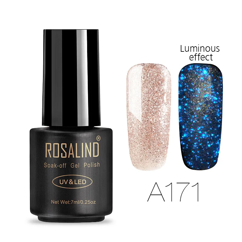ROSALIND набор гель-лаков для ногтей 7 мл гель лак светящийся розовое золото стойкий маникюр Гибридный гель лак для ногтей Топы - Цвет: A171