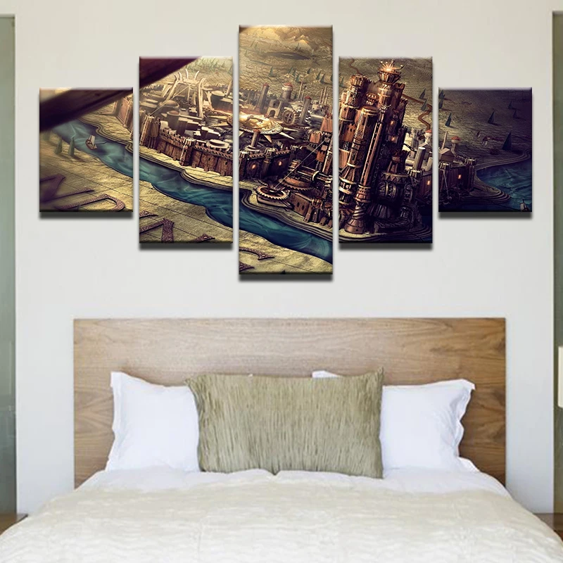 

Framed Modern Home Decor 5 Panel Game Of Thrones Castle Canvas Print Painting Wall Art Picture For Living Room Modular Picture