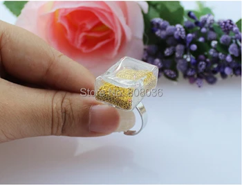 

Free shipping 20sets/lot 18*24mm rectangle Glass Bubble & Ring set DIY glass vial pendant jewelry findings, glass globe