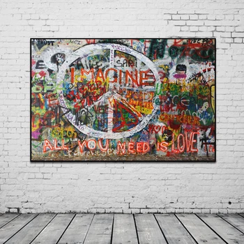 

Banksy Graffiti Art Abstract Canvas Painting Posters and Prints "All you need is love" Imagine Wall Canvas Art Salon Home Decor