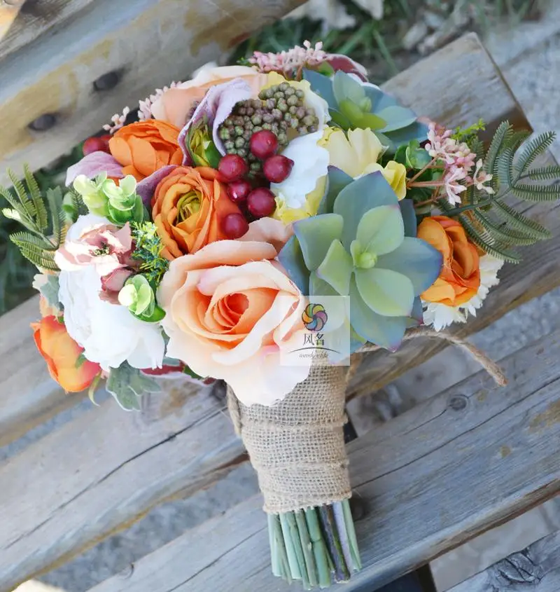

Handmade Wedding Supplies Bridal Bridesmaid Bouquet Bride Flower European style Holding Flower Home Decorative Artificial Flower