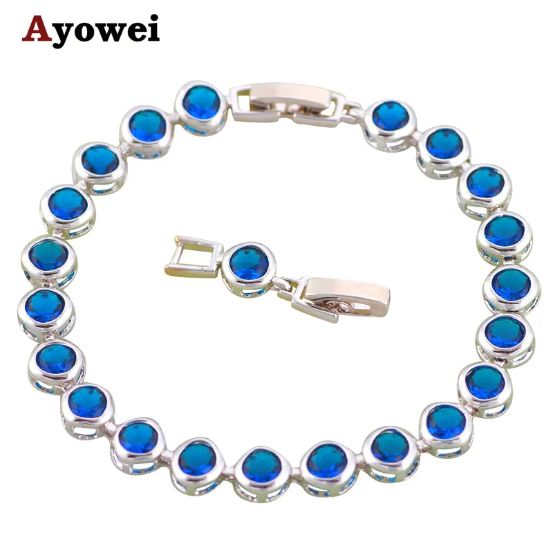 Простой Круглый глубокий дизайн популярные очаровательные браслеты для женщин серебро синий кристалл инкрустация модные ювелирные изделия TB645A